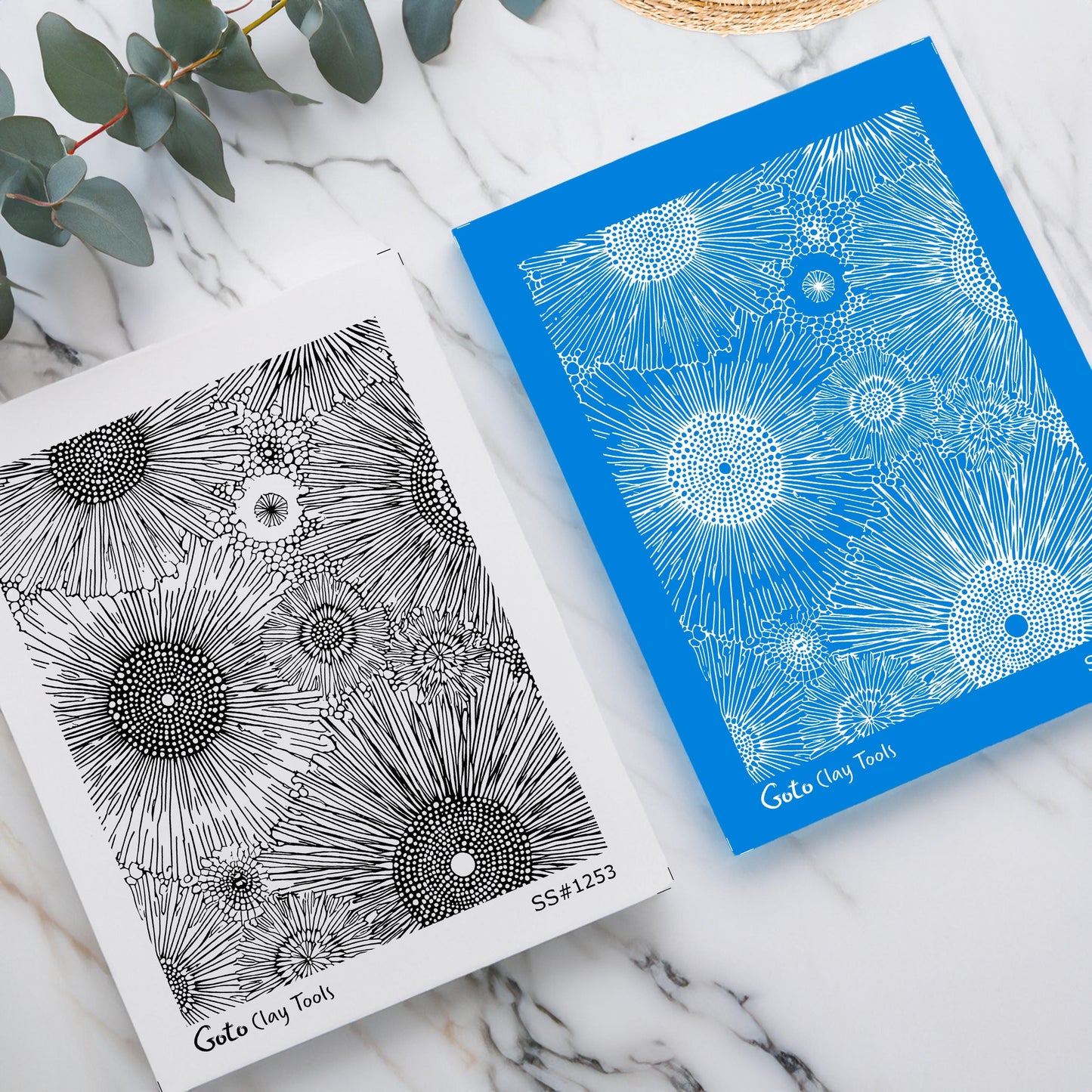 Organic Floral Sunburst Silkscreen for Polymer Clay | Abstract Radial Flower Texture | Printable 9.5×12.5 cm #SS26-21