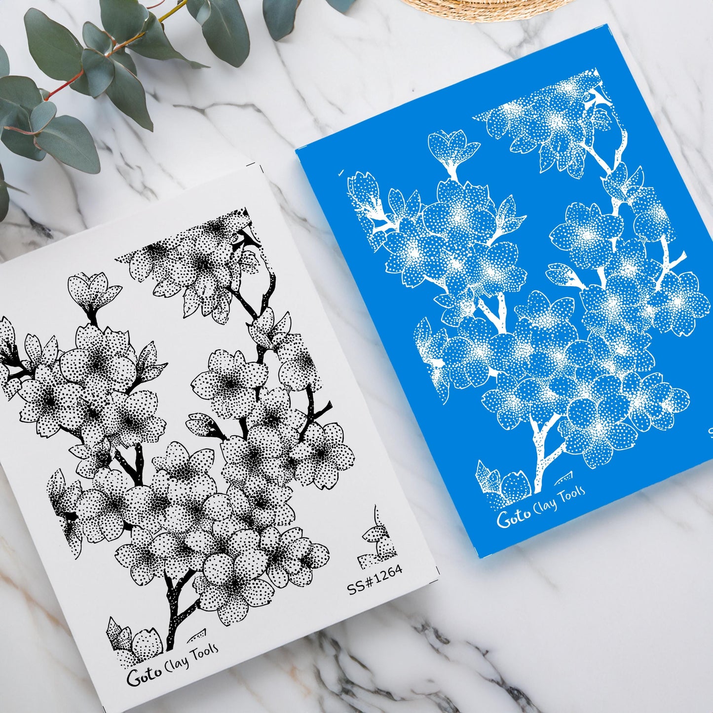 Cherry Blossom Floral Silkscreen Set for Polymer Clay | Botanical Flower Line Art Texture | 9.5x12.5 cm Printable #SS26-25