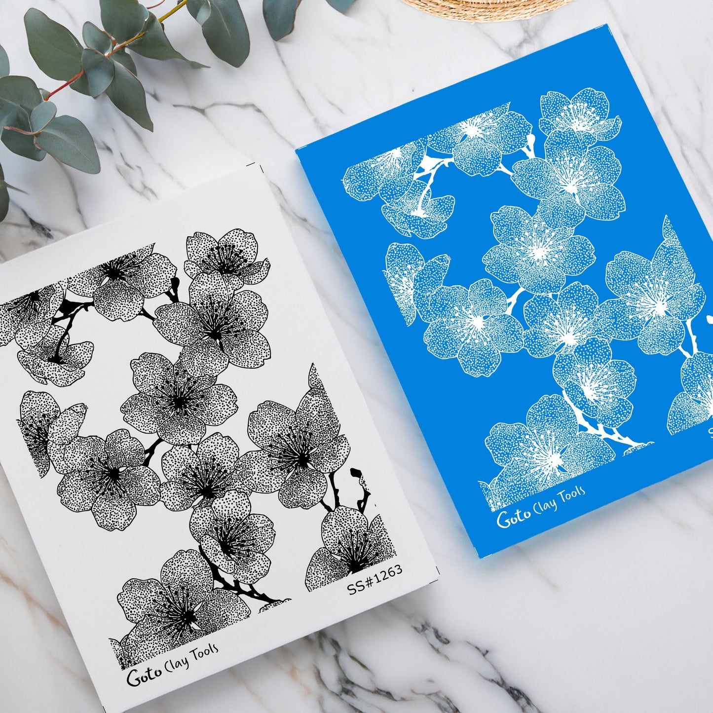 Cherry Blossom Floral Silkscreen Set for Polymer Clay | Botanical Flower Line Art Texture | 9.5x12.5 cm Printable #SS26-25