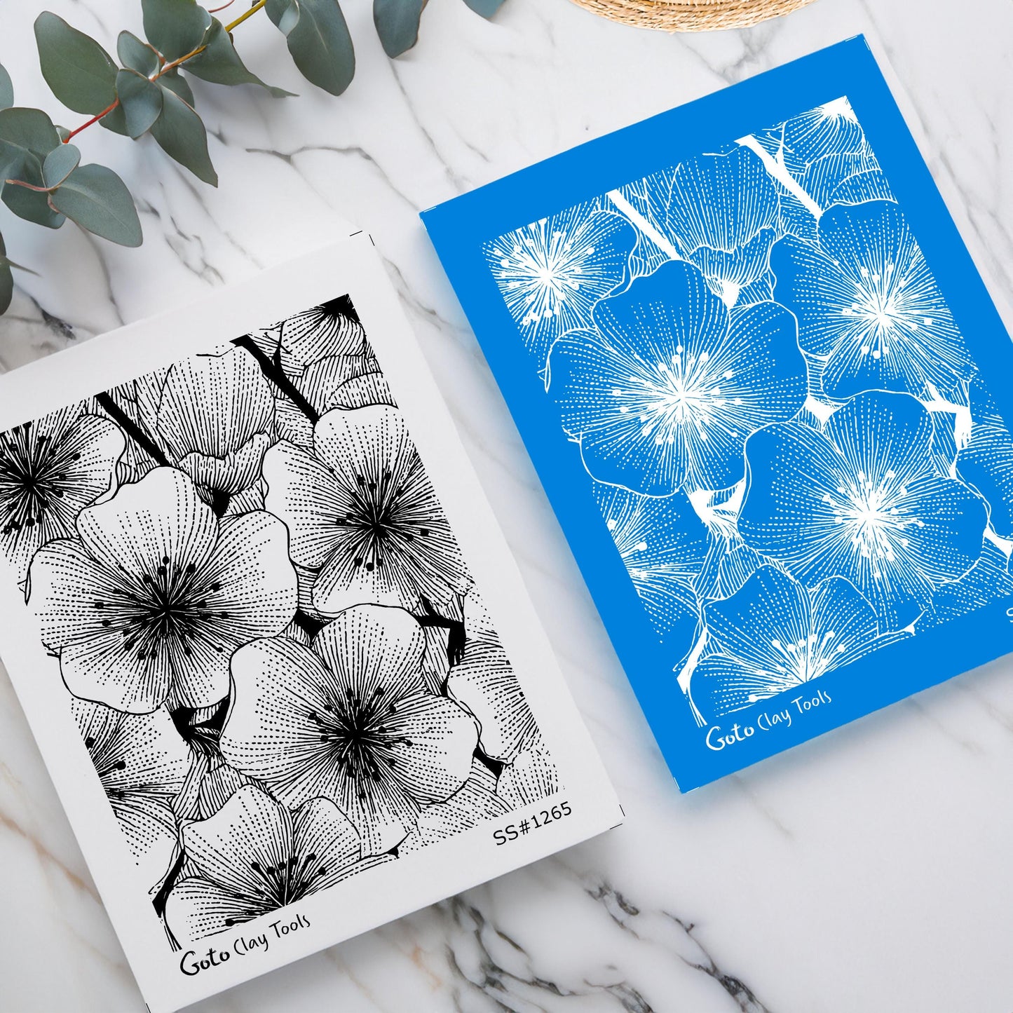 Cherry Blossom Floral Silkscreen Set for Polymer Clay | Botanical Flower Line Art Texture | 9.5x12.5 cm Printable #SS26-25