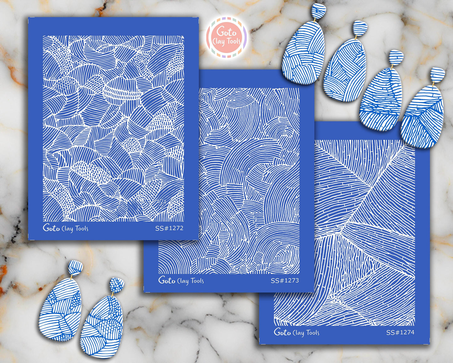 Hand-Drawn Abstract Line Texture Silkscreen for Polymer Clay | Organic Patchwork Pattern | 9.5x12.5 cm Printable #SS26-28