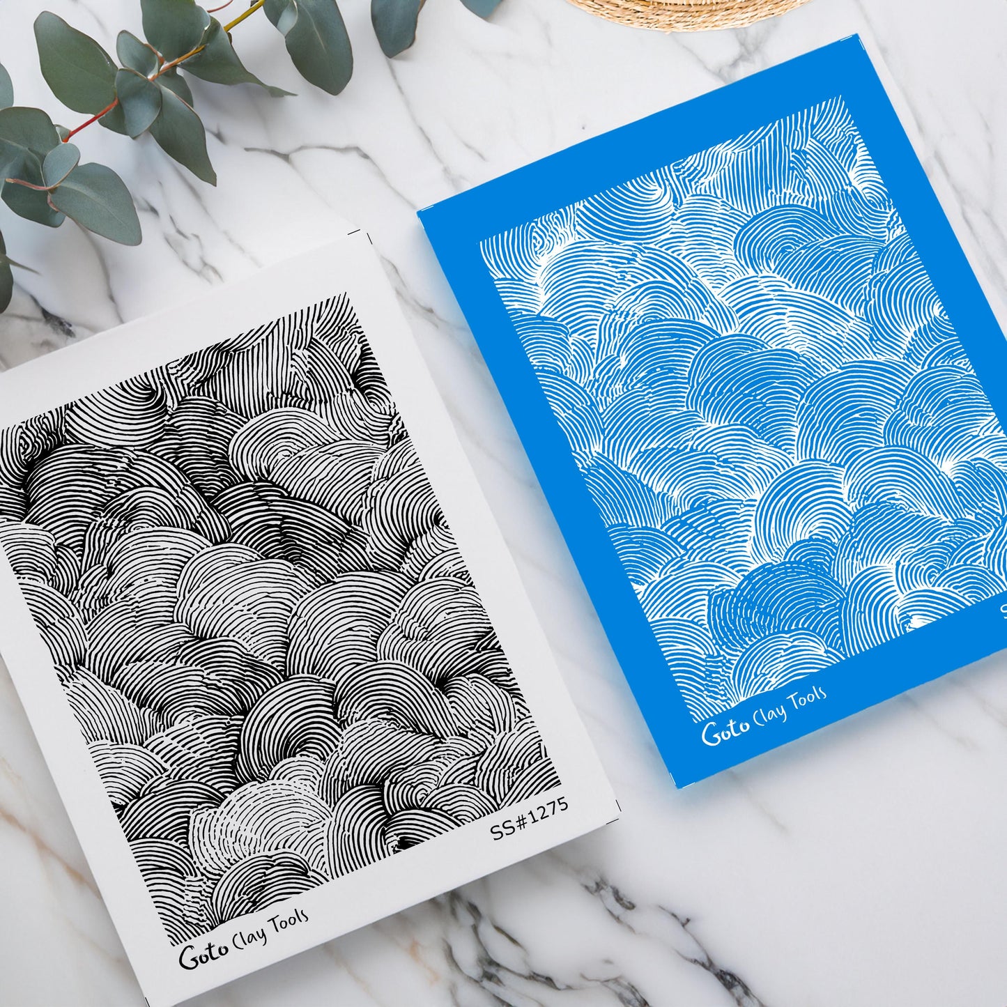 Scalloped Line Abstract Silkscreen Set for Polymer Clay | Wave Pattern Hand-Drawn Texture | 9.5x12.5 cm Printable #SS26-29