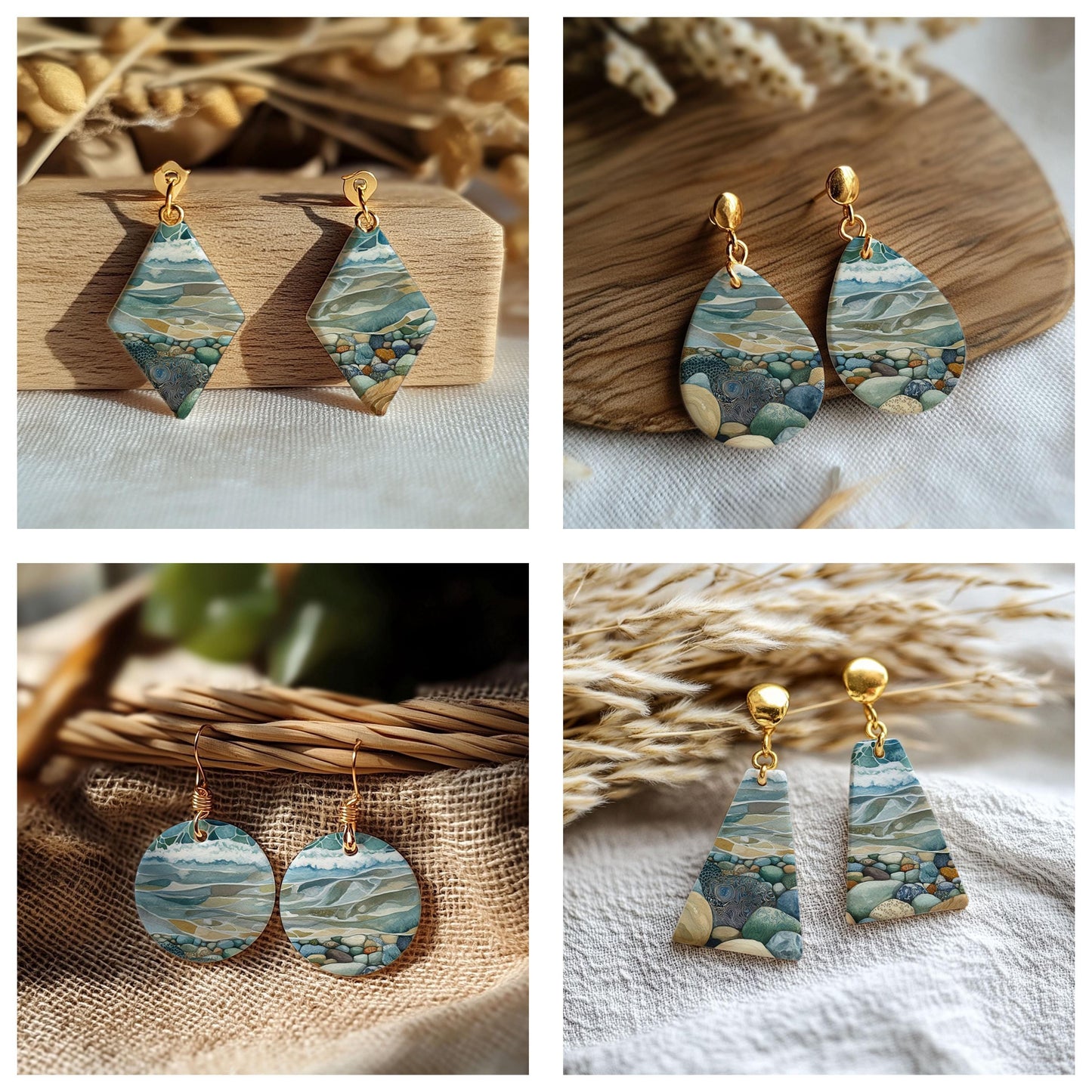 Ocean Waves Water soluble Transfer paper for polymer Clay Earring Making - 4x5.5 in