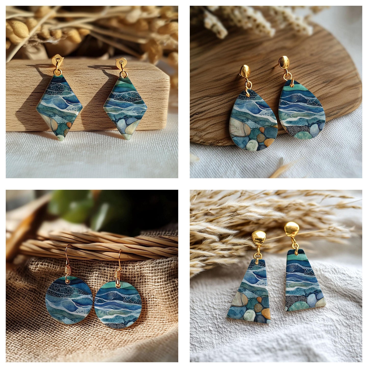 Ocean Waves Water soluble Transfer paper for polymer Clay Earring Making - 4x5.5 in