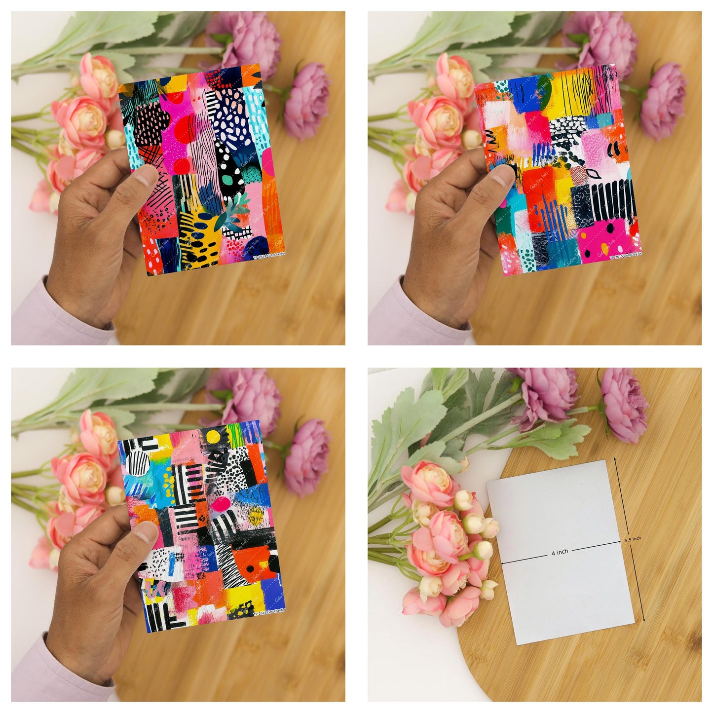 Colorful Collage Water soluble Transfer paper for polymer Clay Earring Making - 4x5.5 in