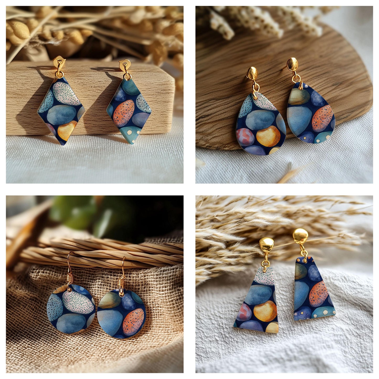 Underwater River Rocks Water soluble Transfer paper for polymer Clay Earring Making - 4x5.5 in