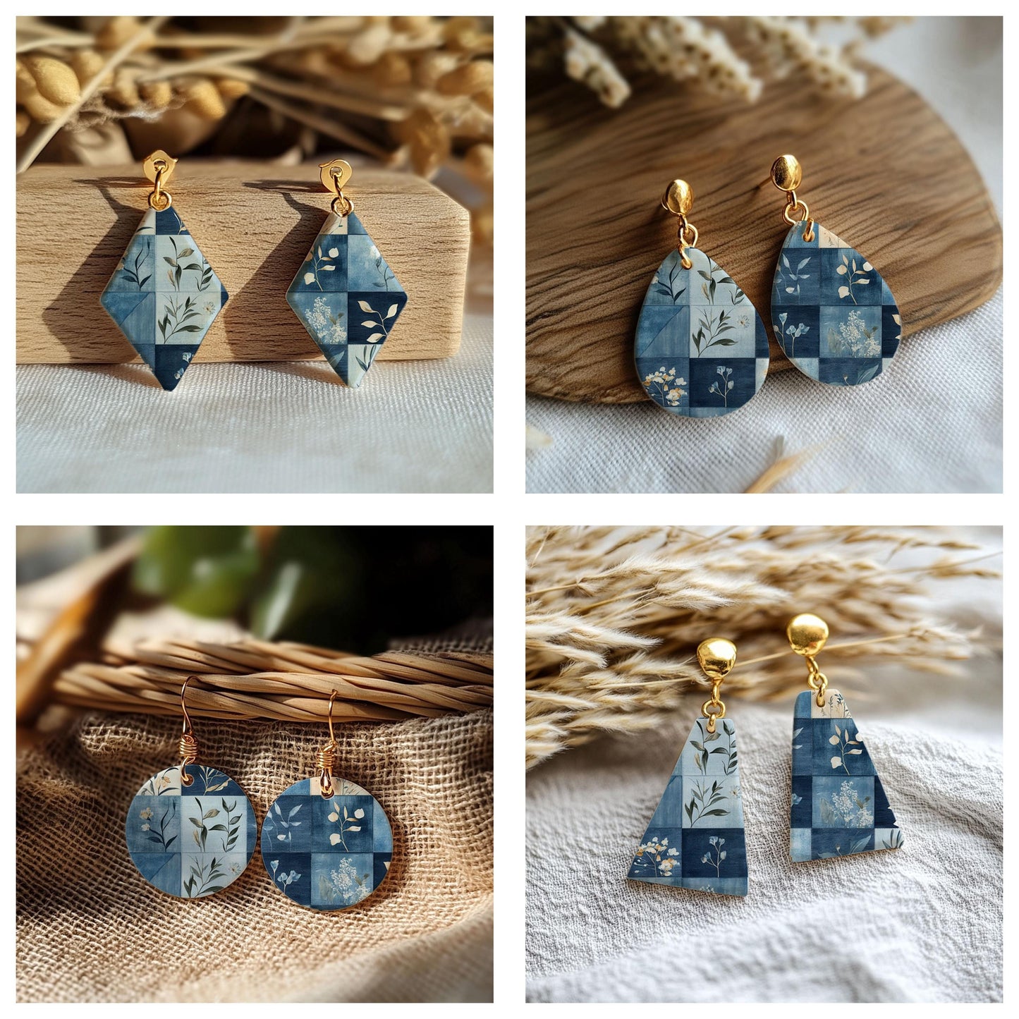 Jeans Patch Transfer paper for polymer Clay Earring Making - Watersoluble Transfer Sheet 4x5.5 in