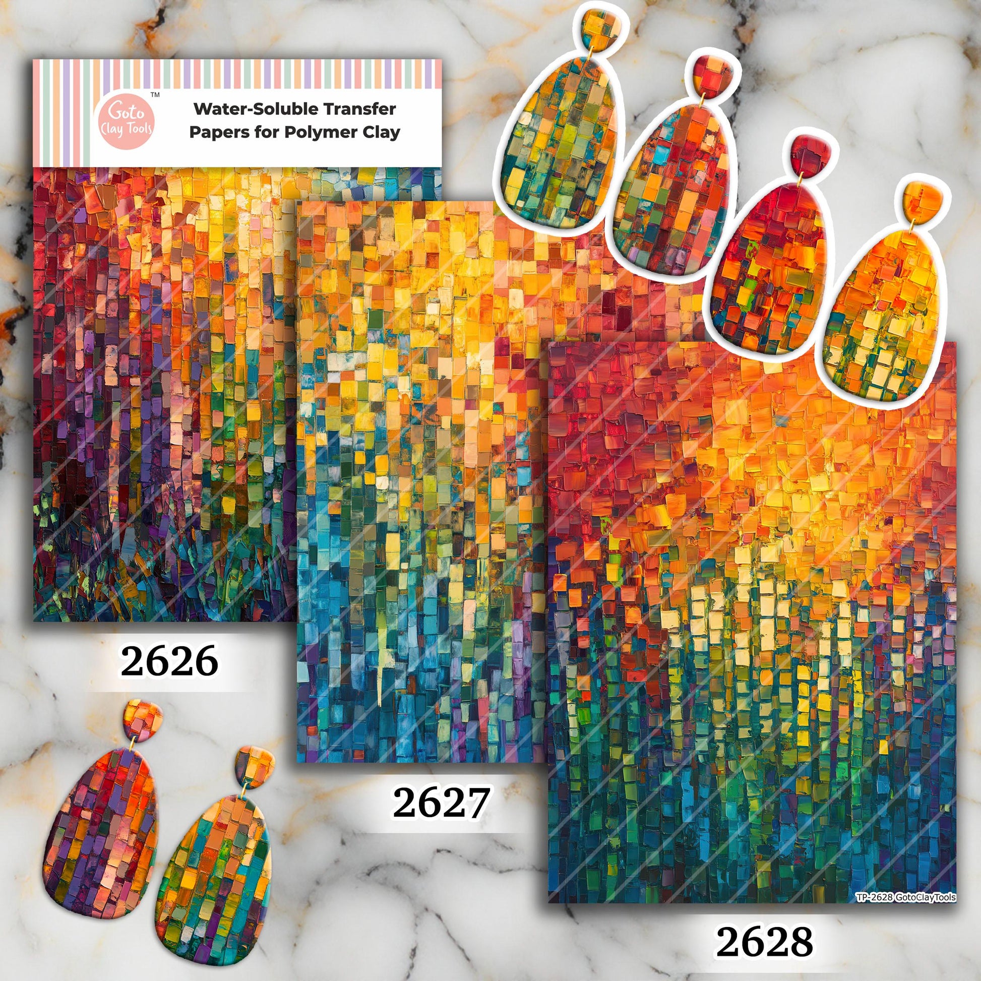 Abstract painting Transfer paper for polymer Clay Earring Making - Water Soluble Transfer Sheet 4x5.5 in