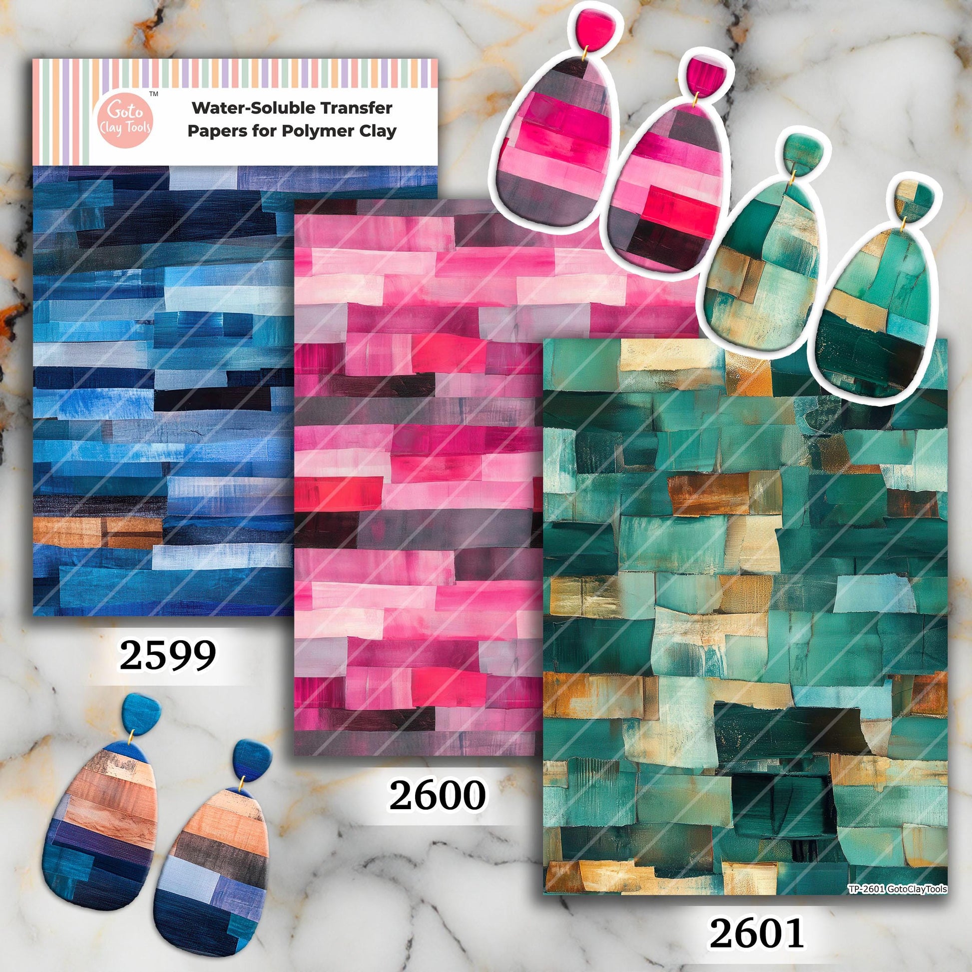 Abstract Storkes Transfer paper for polymer Clay Earring Making - Water Soluble Transfer Sheet 4x5.5 in