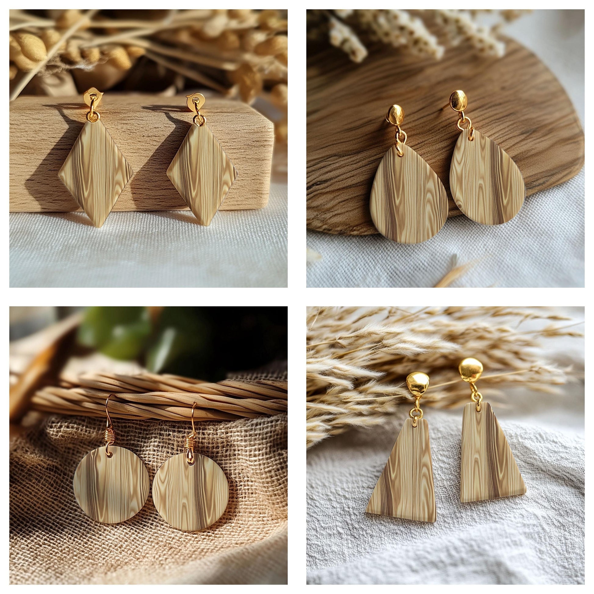 Woodgrain Transfer paper for polymer Clay Earring Making - Water Soluble Transfer Sheet 4x5.5 in