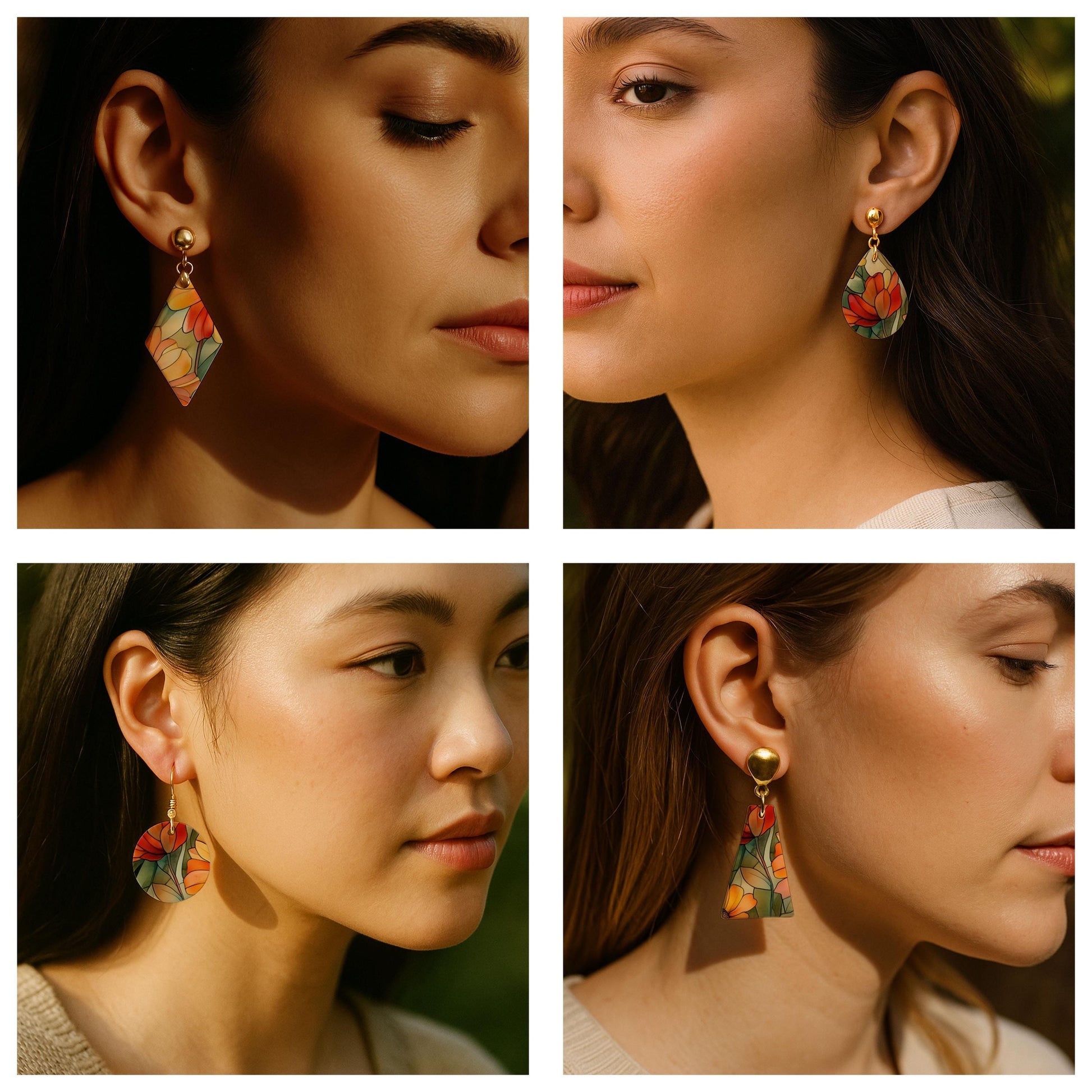 Sunflower Stained Glass Transfer paper for polymer Clay Earring Making - Water Soluble Transfer Sheet 4x5.5 in