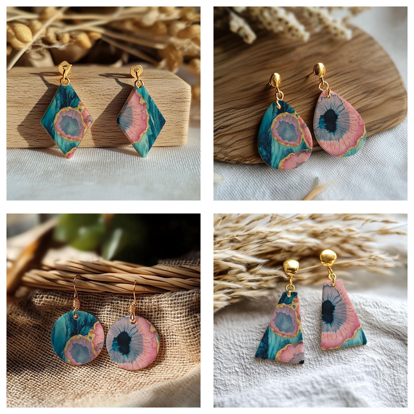 Ocean Iris Transfer paper for polymer Clay Earring Making - Water Soluble Transfer Sheet 4x5.5 in