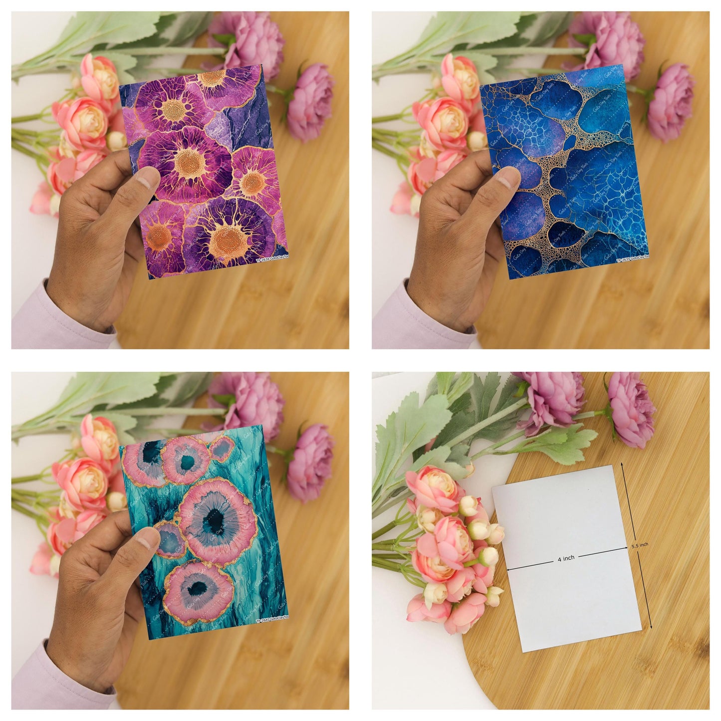 Ocean Iris Transfer paper for polymer Clay Earring Making - Water Soluble Transfer Sheet 4x5.5 in