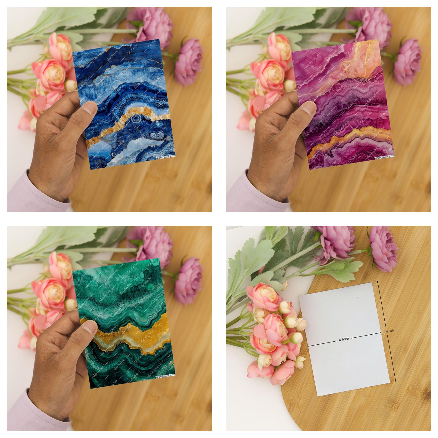 Agate Transfer paper for polymer Clay Earring Making - Water Soluble Transfer Sheet 4x5.5 in