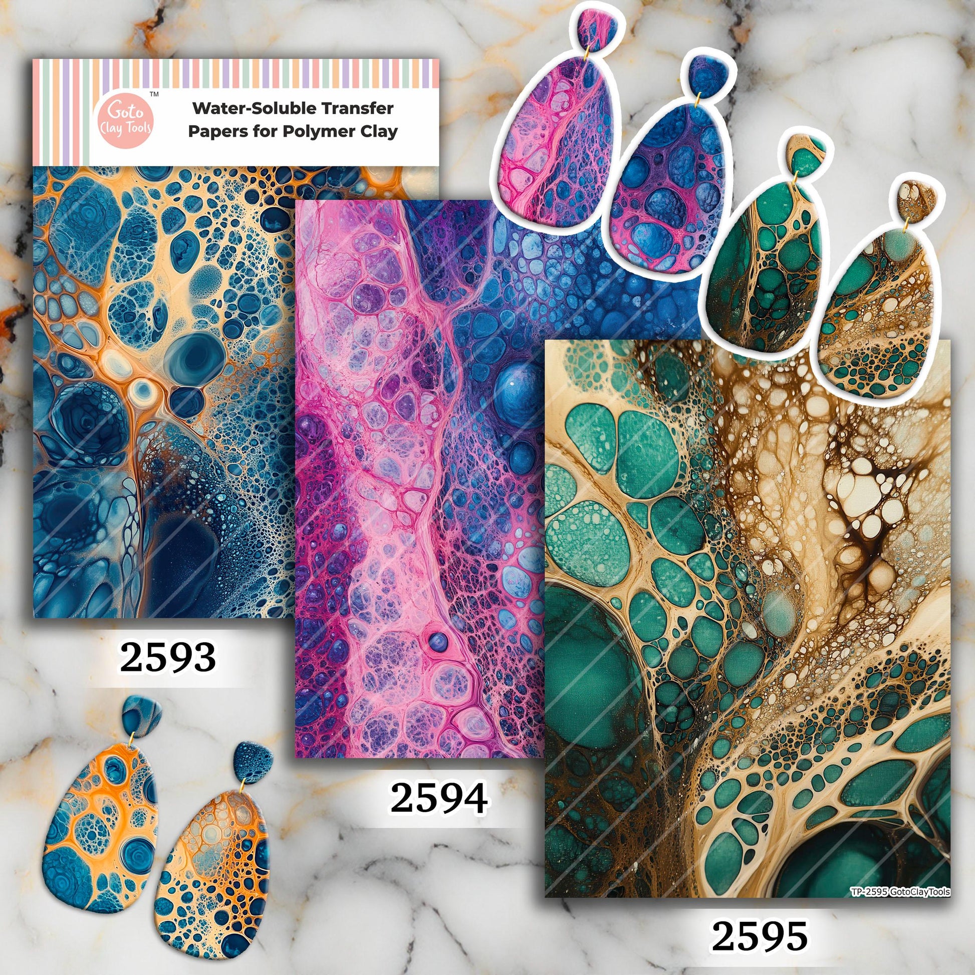 Liquid cellular pattern in Blue Pink and Emerald clors