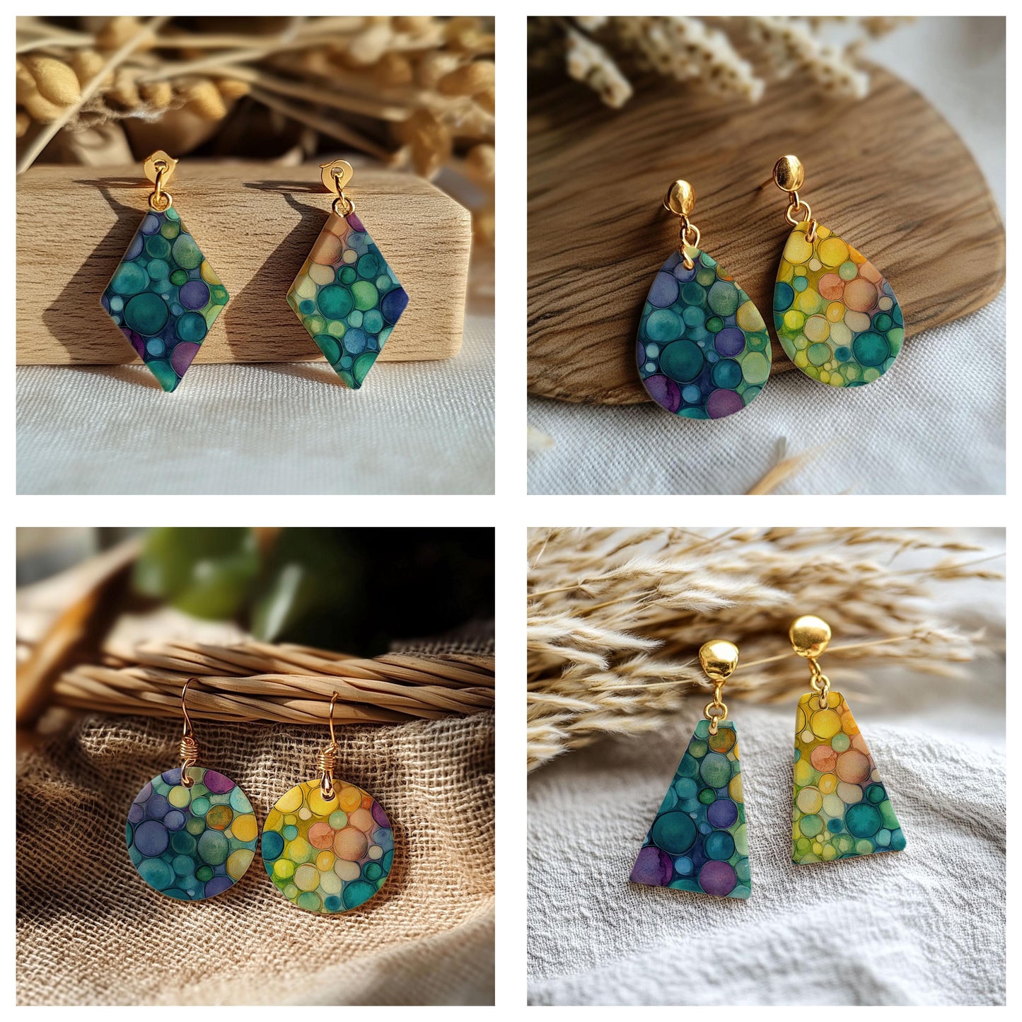 Colorful bubbles Transfer paper for polymer Clay Earring Making - Water Soluble Transfer Sheet 4x5.5 in