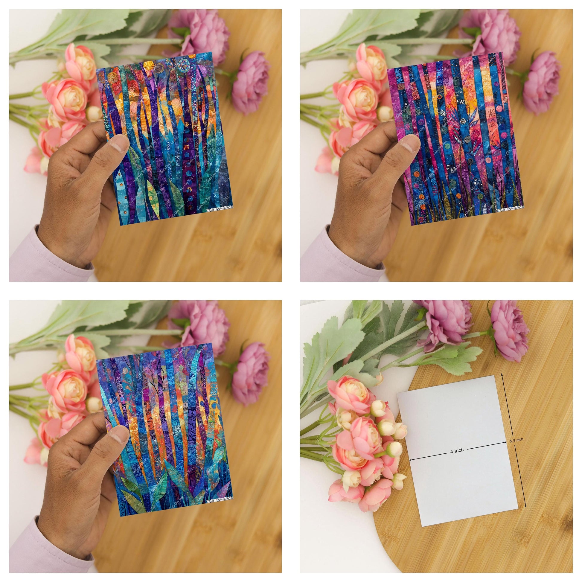 Colorful Birch Quilt Transfer paper for polymer Clay Earring Making - Water Soluble Transfer Sheet 4x5.5 in