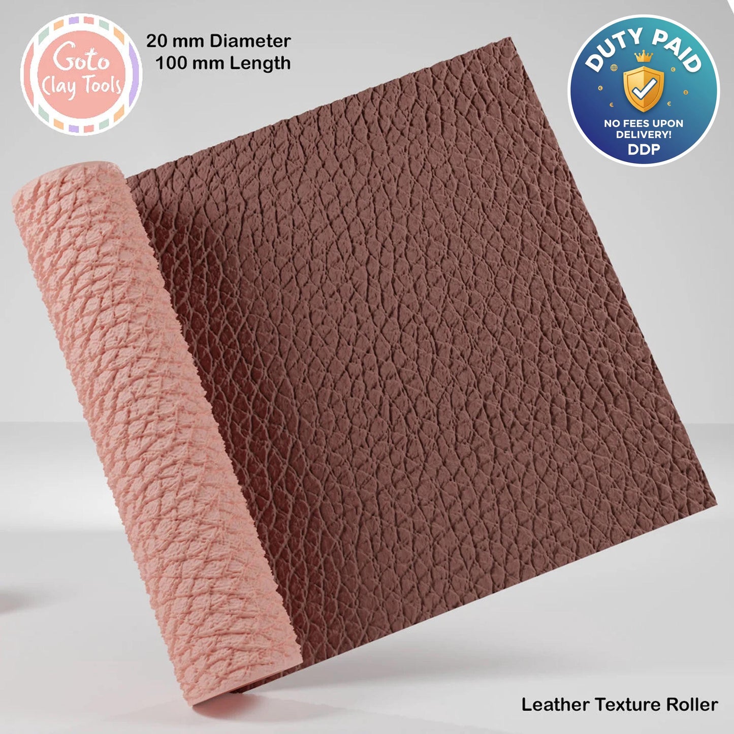 Leather Texture Roller: Resin Clay Tool for Polymer Clay #125