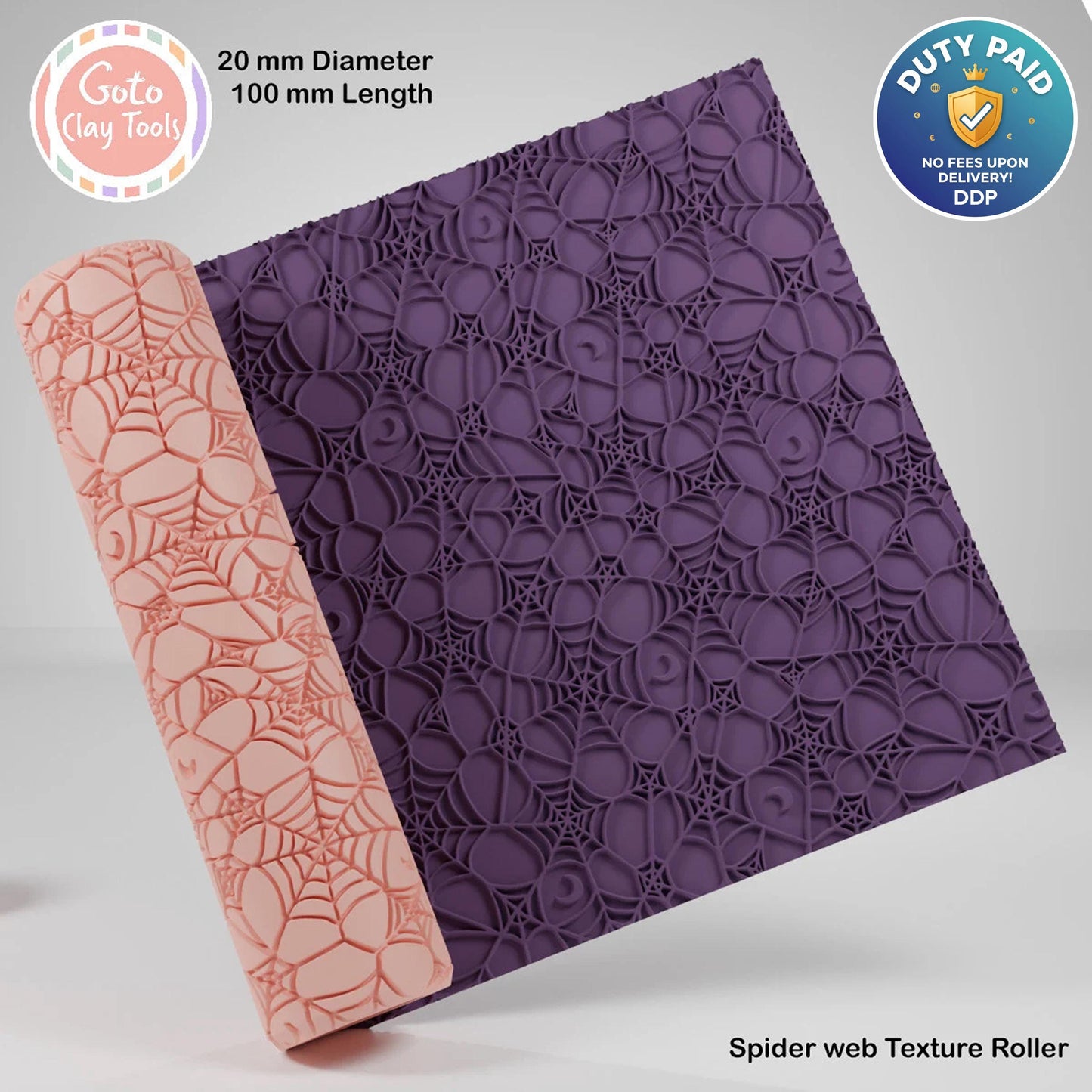 Spider Web Texture Roller: Halloween Polymer Clay Tool #126