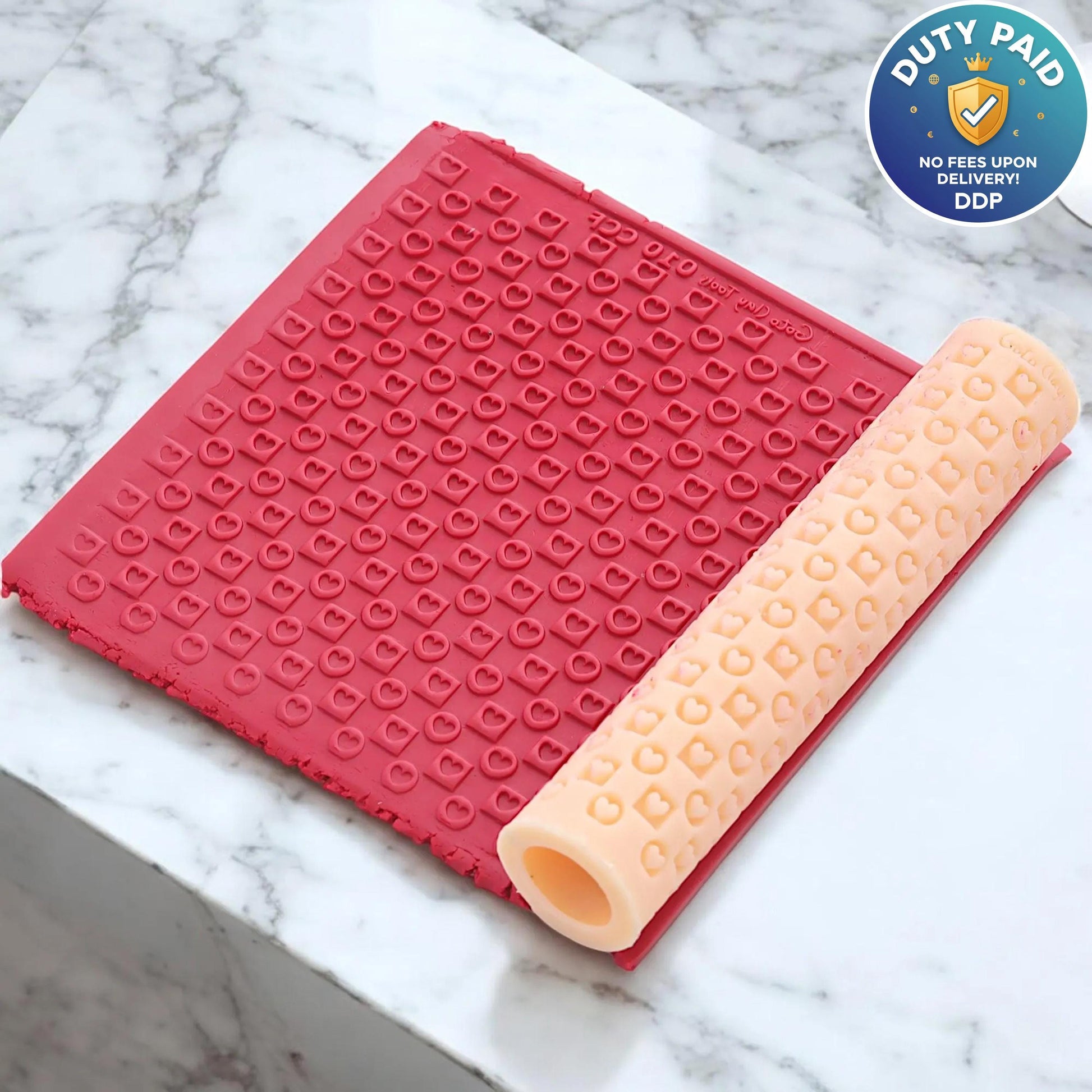 Checkered Heart Texture Roller: Polymer Clay Tool #CCF10