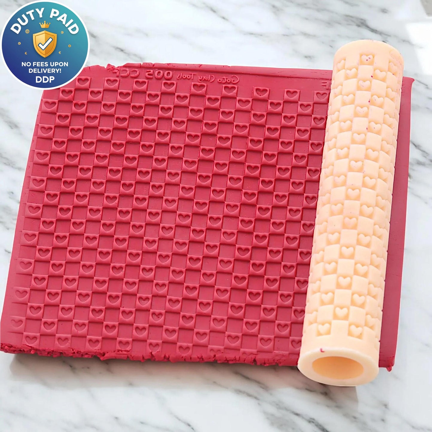 Checkered Heart Polymer Clay Texture Roller #CCF5