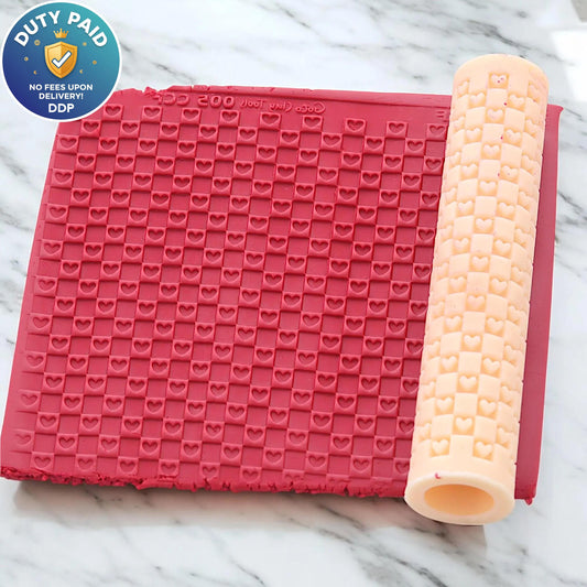 Checkered Heart Texture Roller, Polymer Clay Texture Roller, Clay Texture Roller, Texture Roller for Polymer Clay, Texture Roller #CCF5