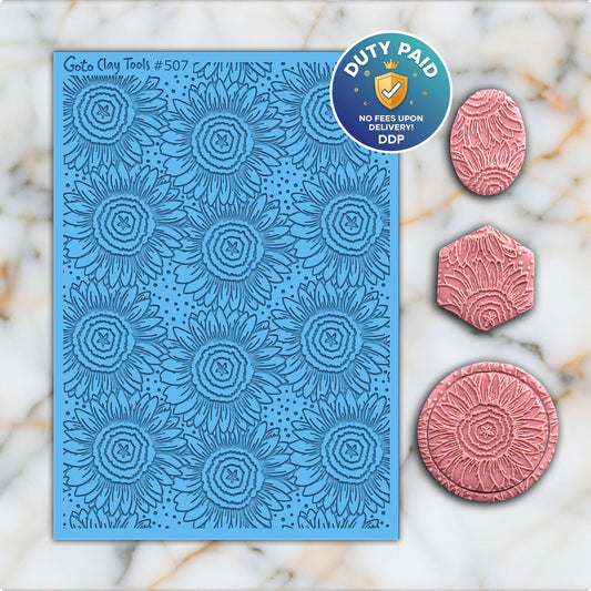 Sunflower Texture mat for polymer clay, Polymer Clay Rubber Texture mat, Texture Tile mats, Fimo, Sculpey, Cernit #507