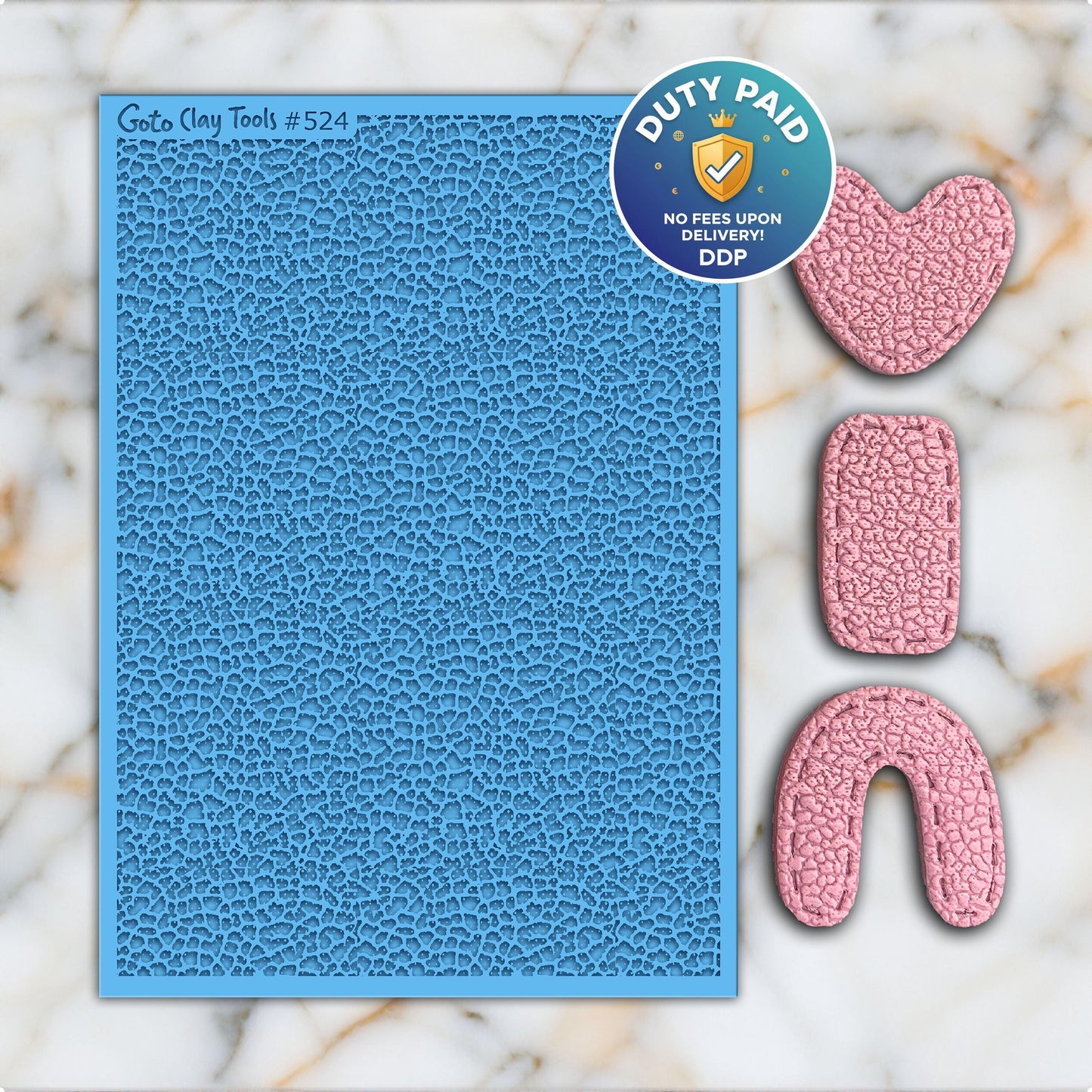 Leather Texture Mat for Polymer Clay Jewelry: Rubber Tile #524