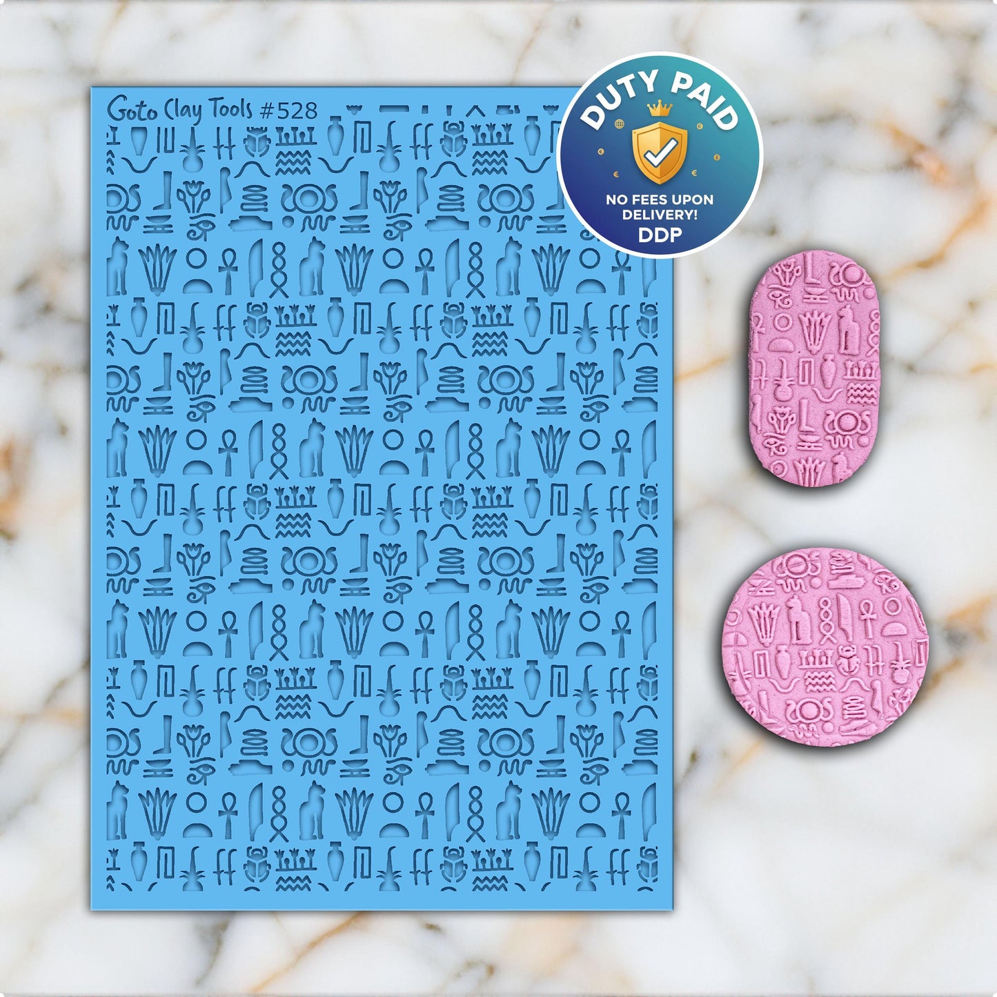 Egyptian Hieroglyph Texture Mat: Polymer Clay Rubber Stamp #528
