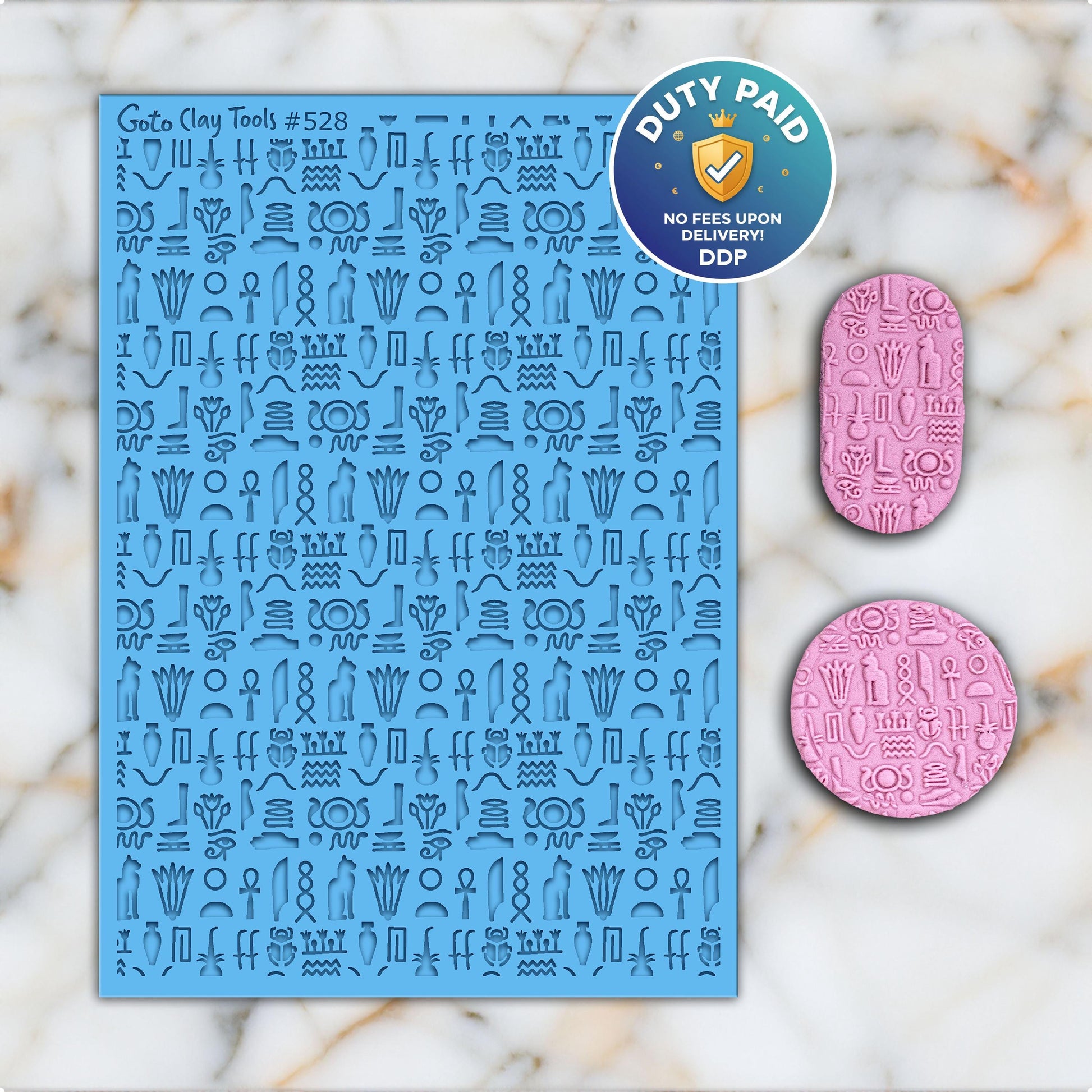 Egyptian Hieroglyph Texture Mat: Polymer Clay Rubber Stamp #528