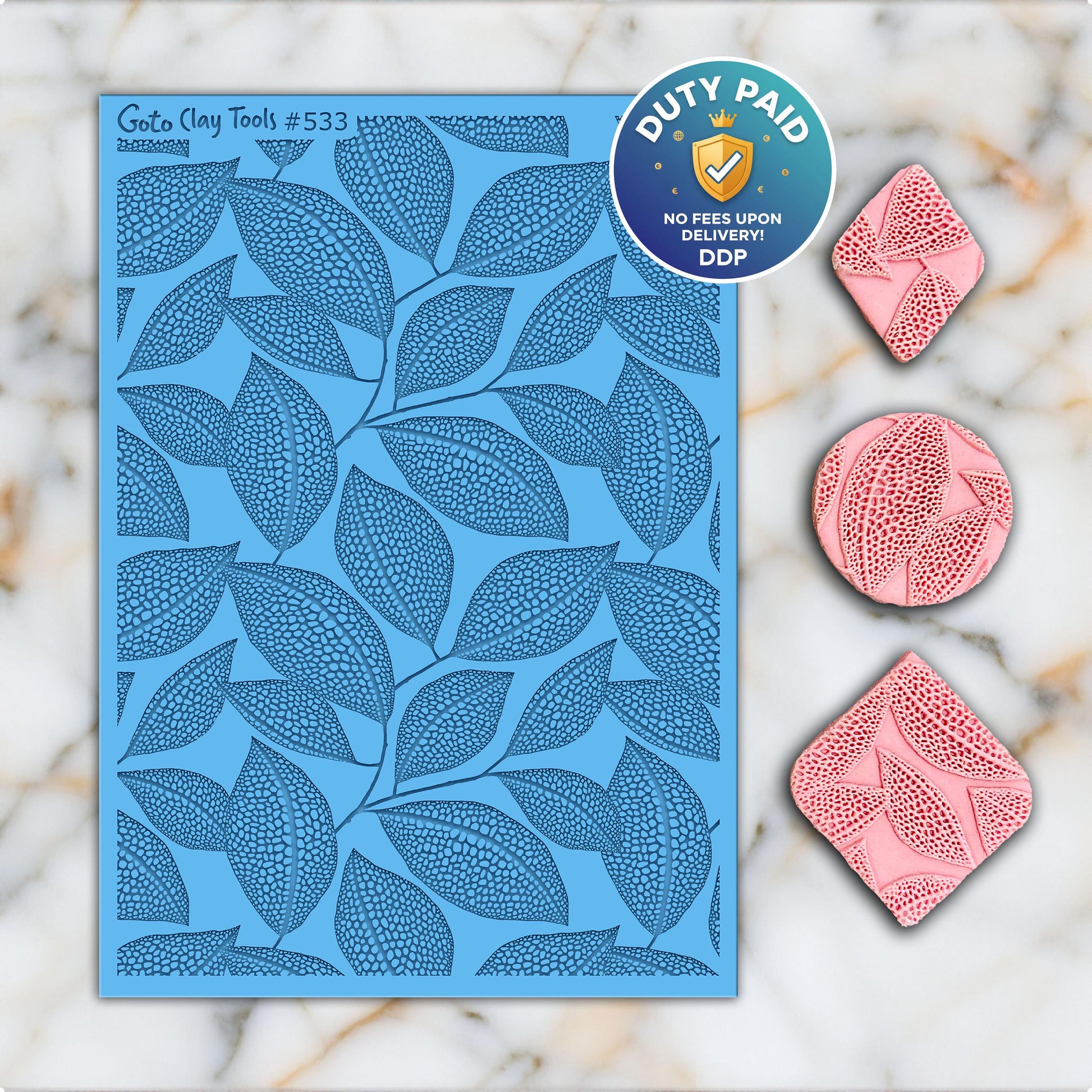 Dotted Leaves Rubber Texture Mat for Polymer Clay Jewelry #533
