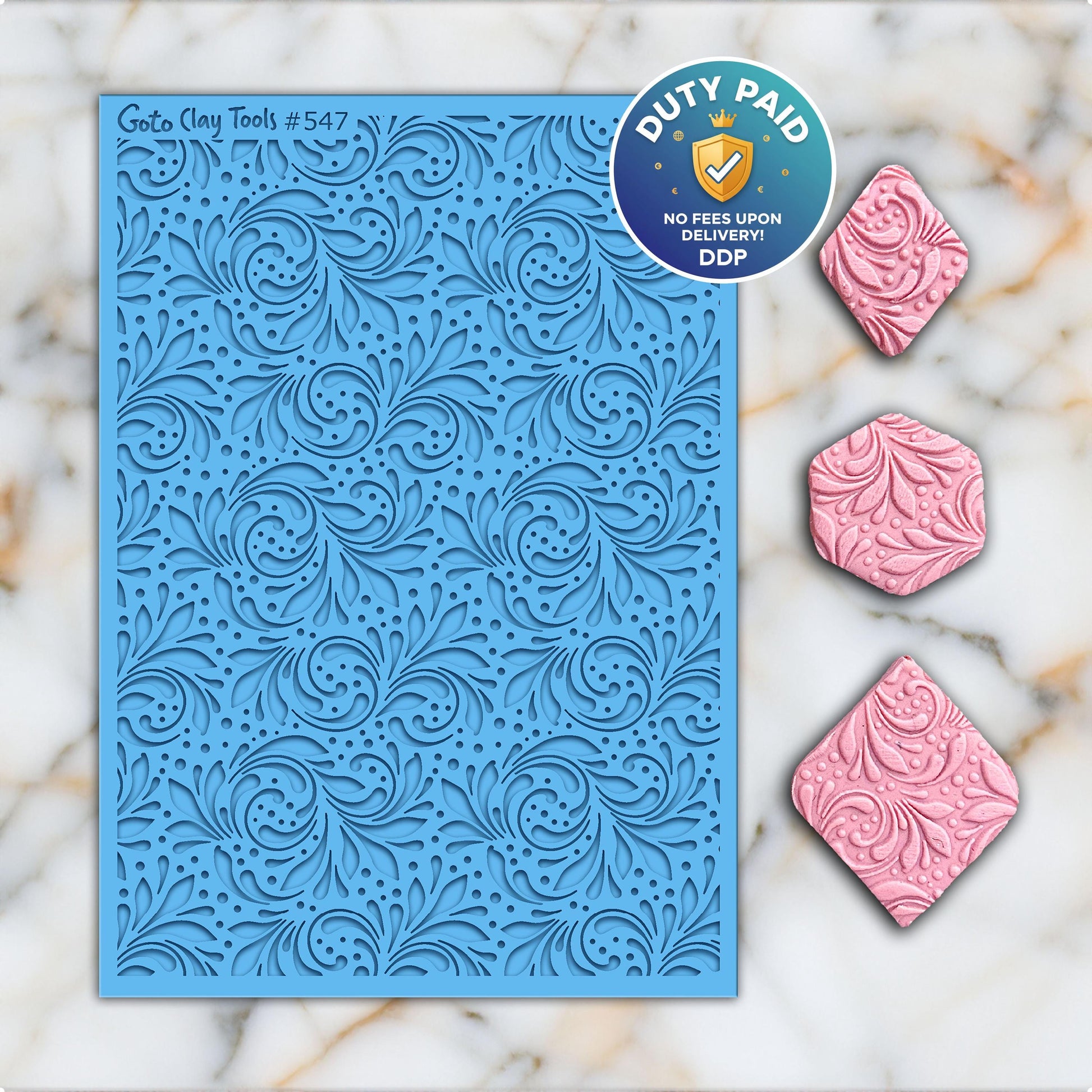 Ornamental Rubber Texture Mat for Polymer Clay Jewelry (#547)