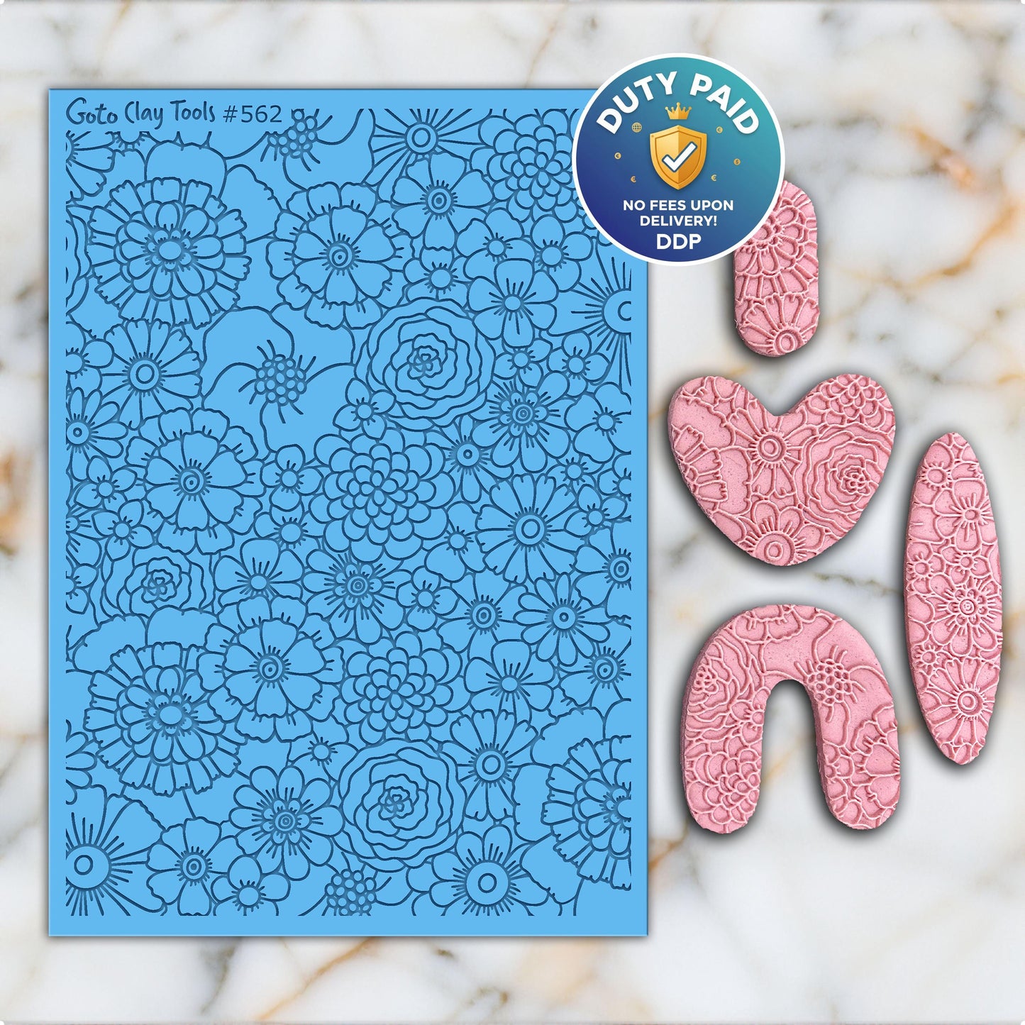 Floral Rubber Texture Mat for Polymer Clay Jewelry (#562)