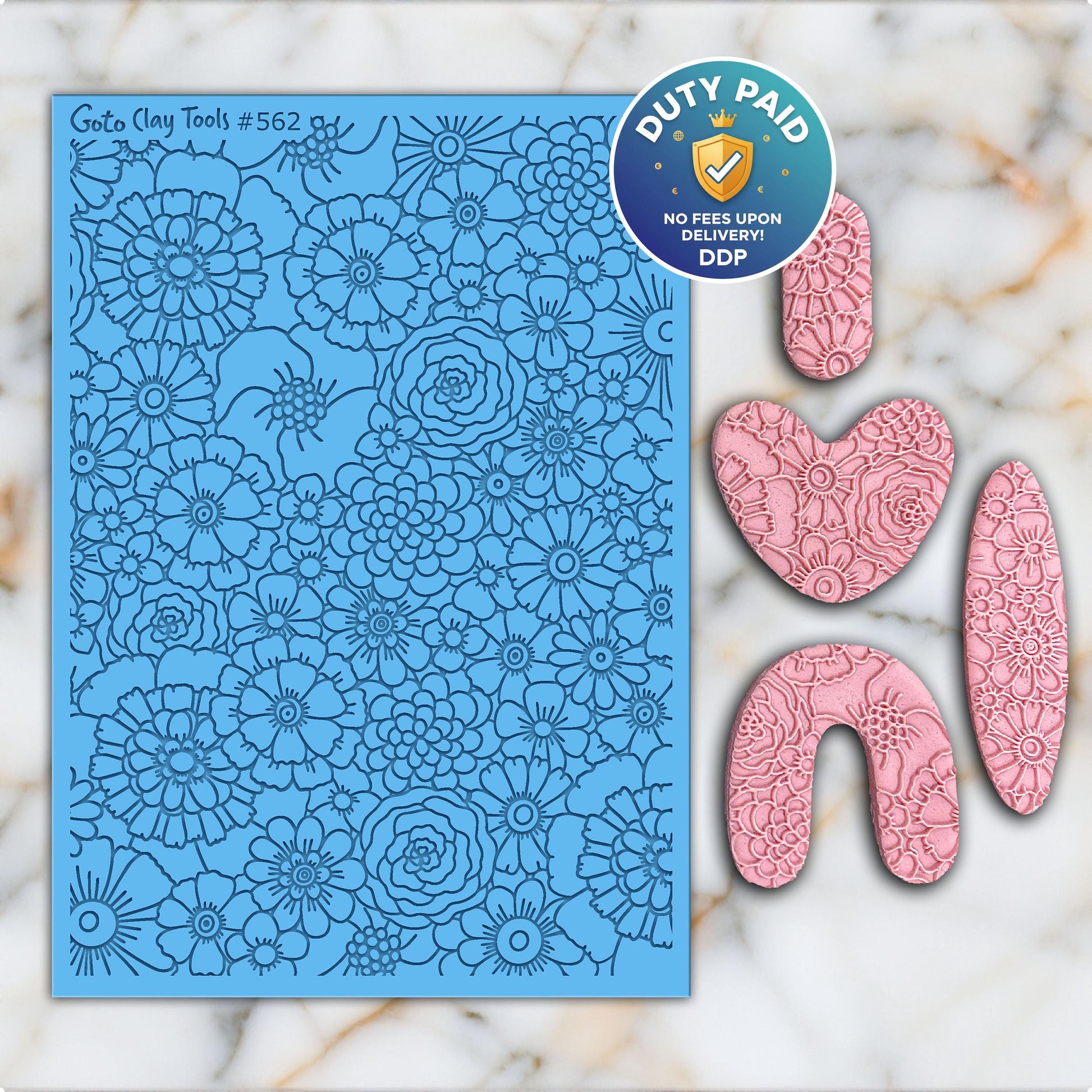 Floral Rubber Texture Mat for Polymer Clay Jewelry (#562)