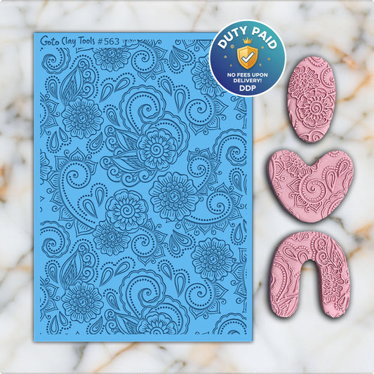 Ornamental Texture mat for polymer clay, Polymer Clay Rubber Texture mat, Texture Tile mats, Fimo, Sculpey, Cernit #563