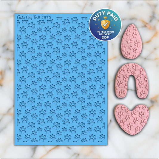 Dog Paws Rubber Texture Mat for Polymer Clay Jewelry (#570)