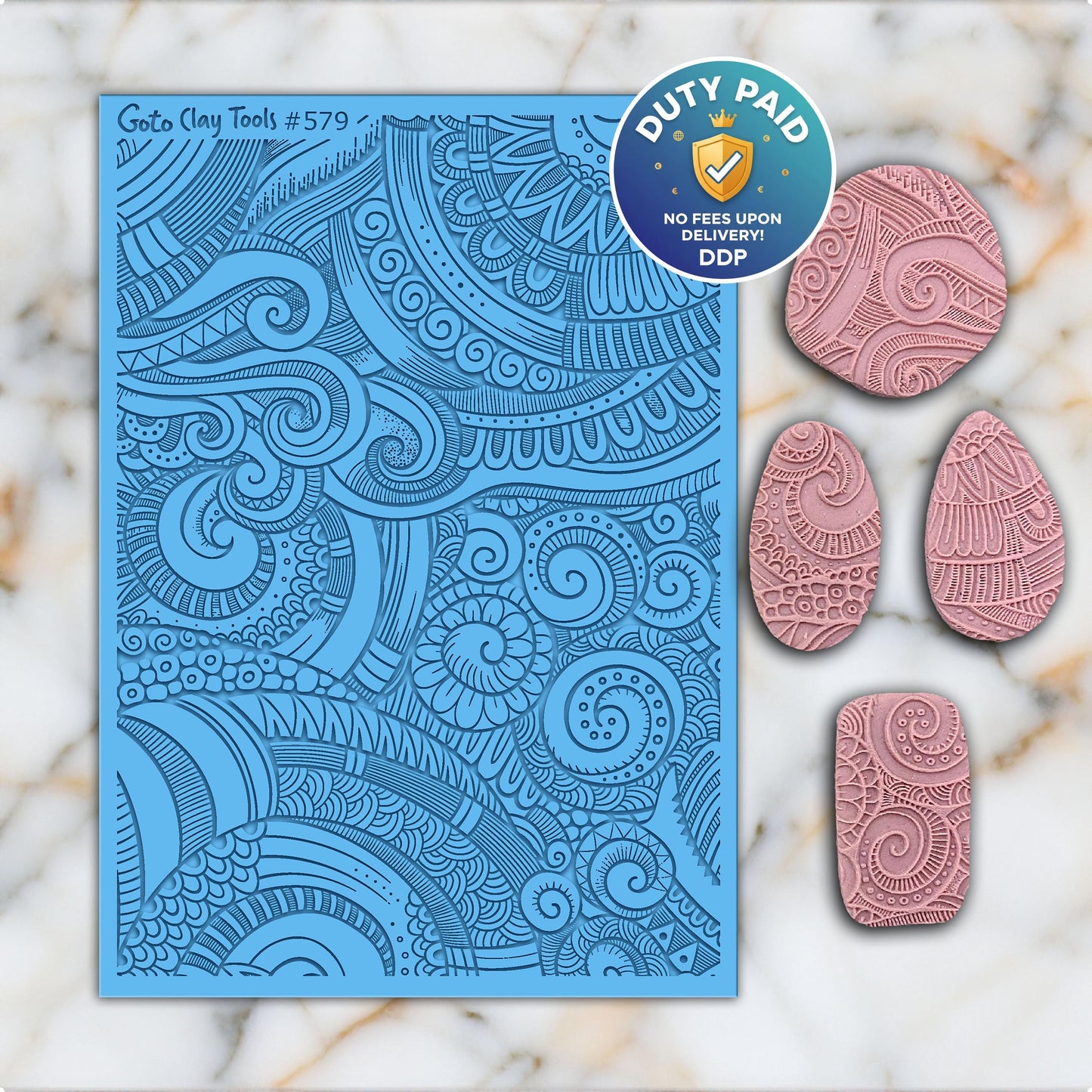 Doodle Rubber Texture Mat for Polymer Clay Jewelry (#579)