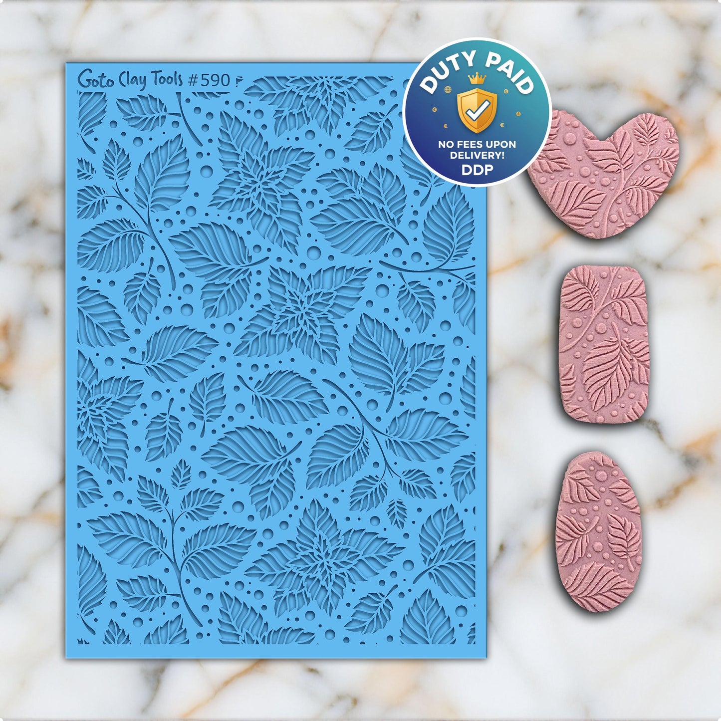 Leaves Texture Mat for Polymer Clay: Rubber Tile, Jewelry Making #590