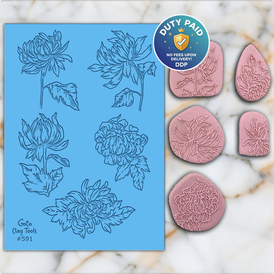 Flower Texture mat for polymer clay, Polymer Clay Rubber Texture mat, Texture Tile mats, Fimo, Sculpey, Cernit #591