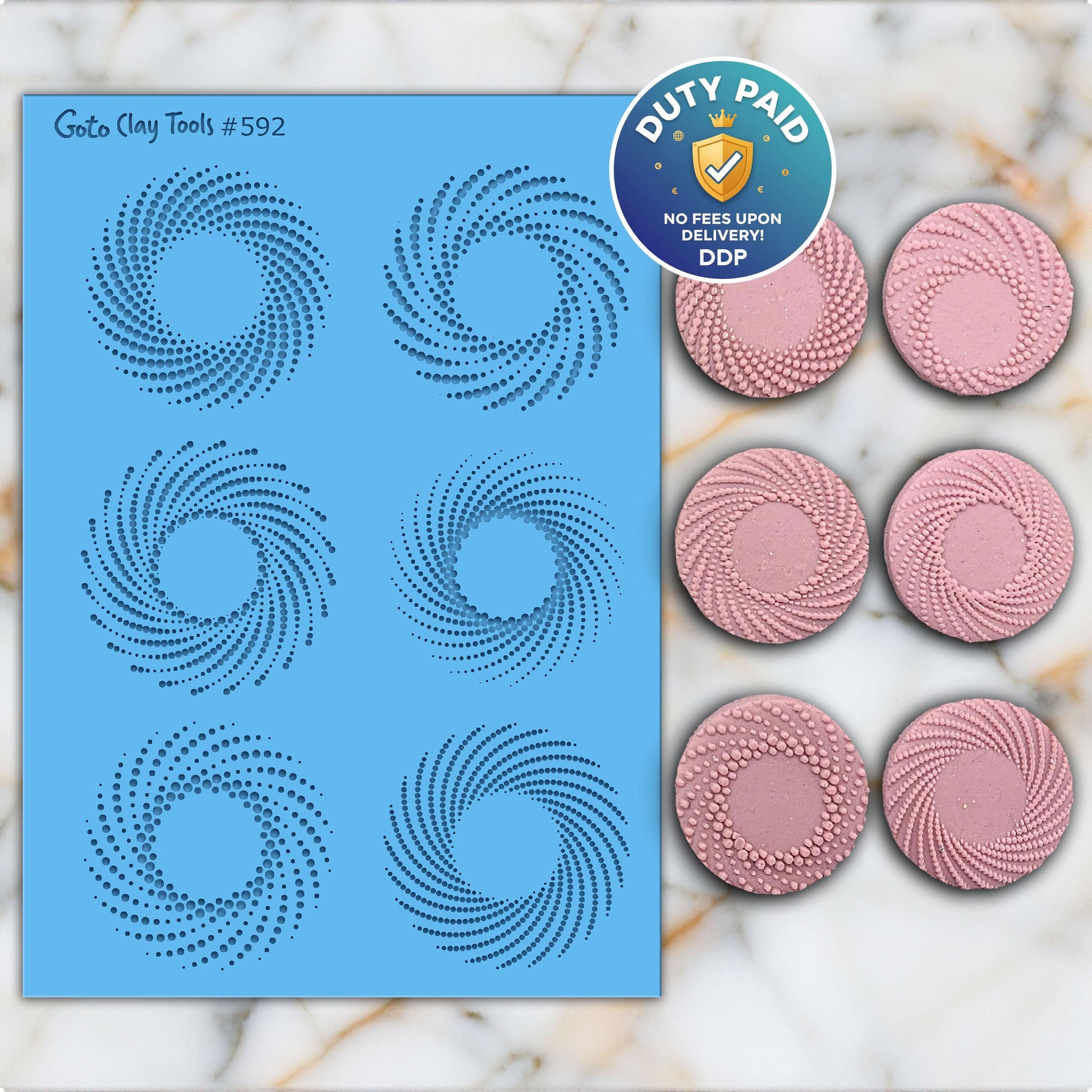 Halftone circle Texture mat for polymer clay, Polymer Clay Rubber Texture mat, Texture Tile mats, Fimo, Sculpey, Cernit #592