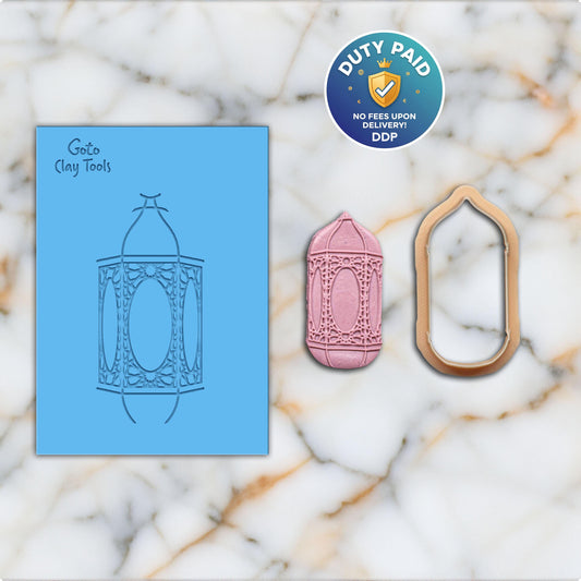 Lantern Texture mat with cutter for polymer clay, Polymer Clay Rubber Texture mat, Texture Tile mats, Fimo, Sculpey, Cernit