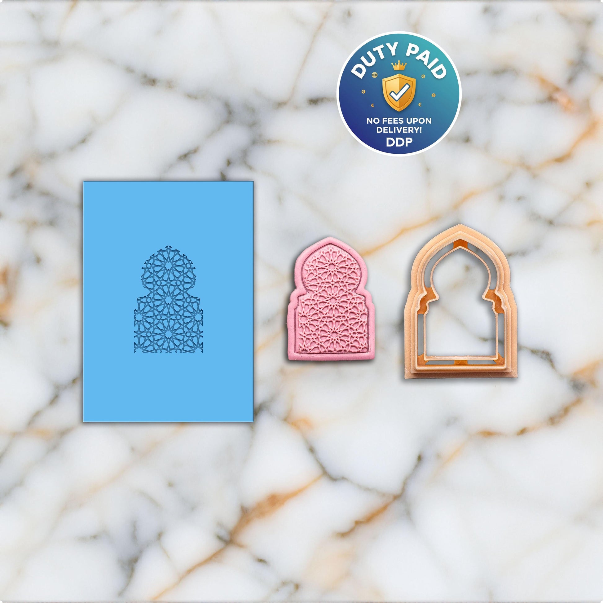 Mihrab Texture mat with cutter for polymer clay, Ramadan arabic arch, Polymer Clay Rubber Texture mat, Texture Tile mats, Fimo, Sculpey, Cernit