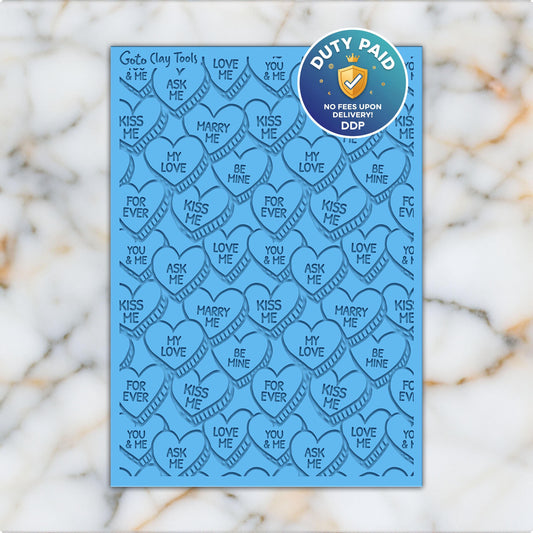 Valentine Heart Rubber Texture Mat for Polymer Clay (74mm X 105mm)