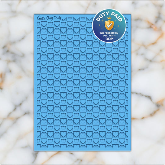 Valentine Checkered Heart Texture mat for polymer clay, Polymer Clay Rubber Texture mat, Texture Tile mats, Fimo, Sculpey, Cernit