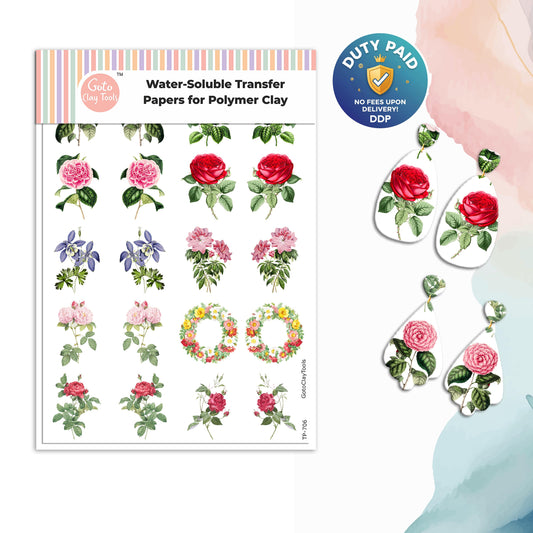 Floral Bouquet Transfer Paper for Polymer Clay (Water Soluble) #706