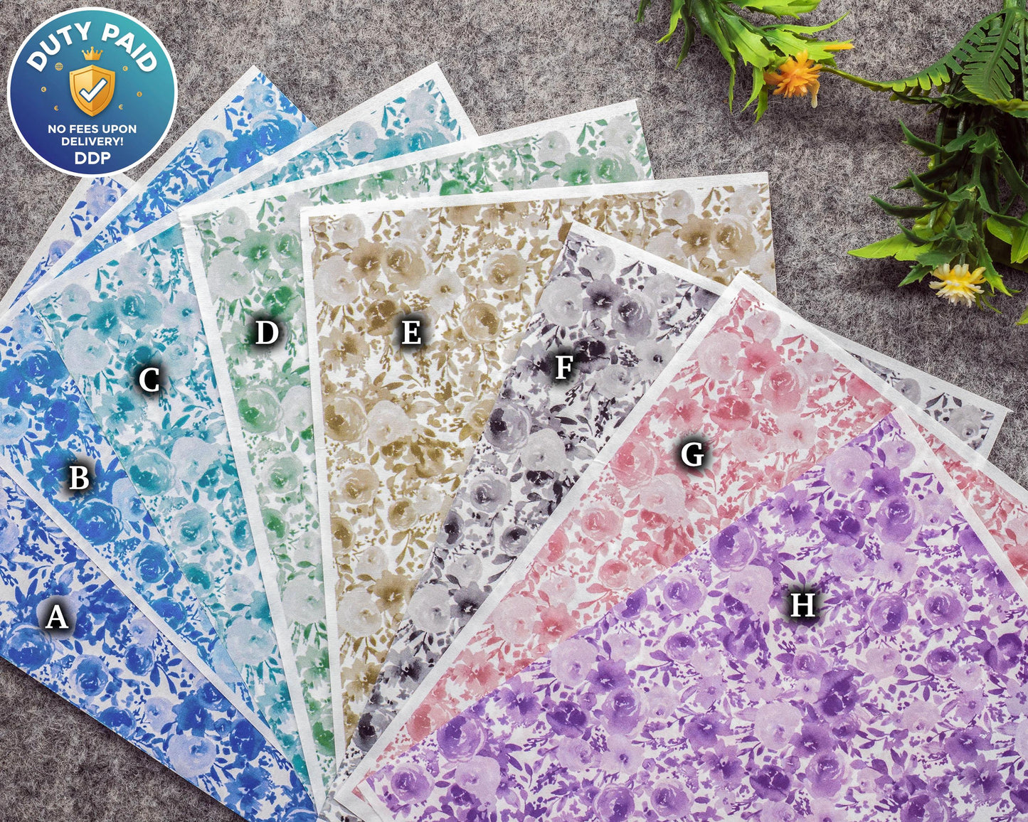 Watercolor Flowers Transfer Paper for Polymer Clay (4x5.5 inches) #778M