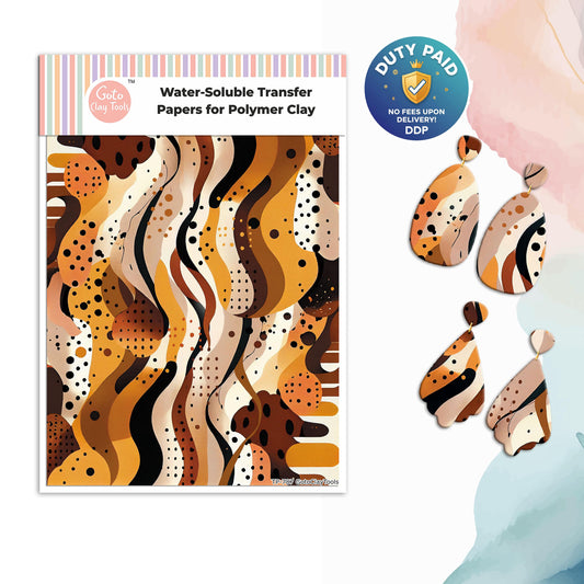 Transfer paper for polymer clay, Brown Abstract, water soluble transfer paper, polymer clay image transfers, magic transfer paper #787