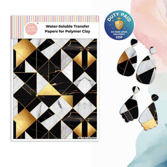 Black and Gold Marble Transfer Paper for Polymer Clay #790