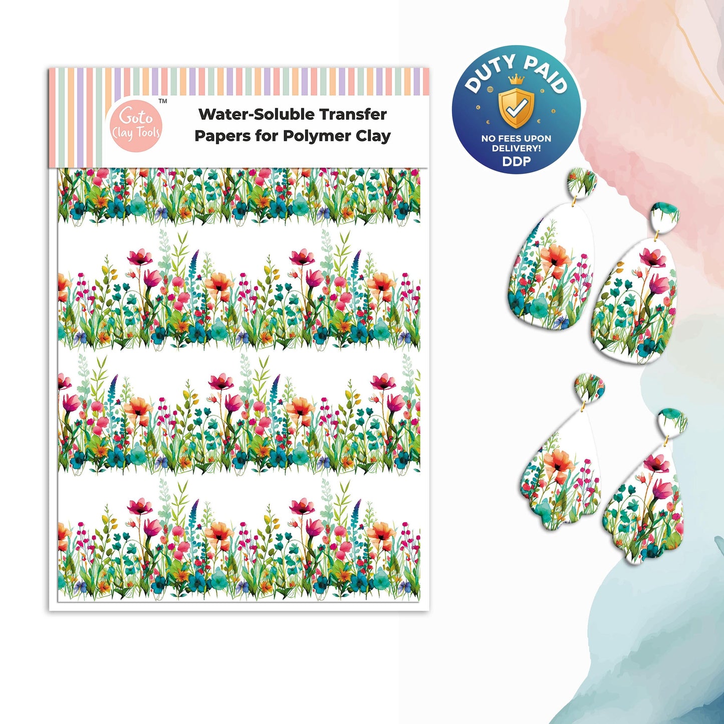 Wildflower Polymer Clay Transfer Paper: Water Soluble Image Transfers #797