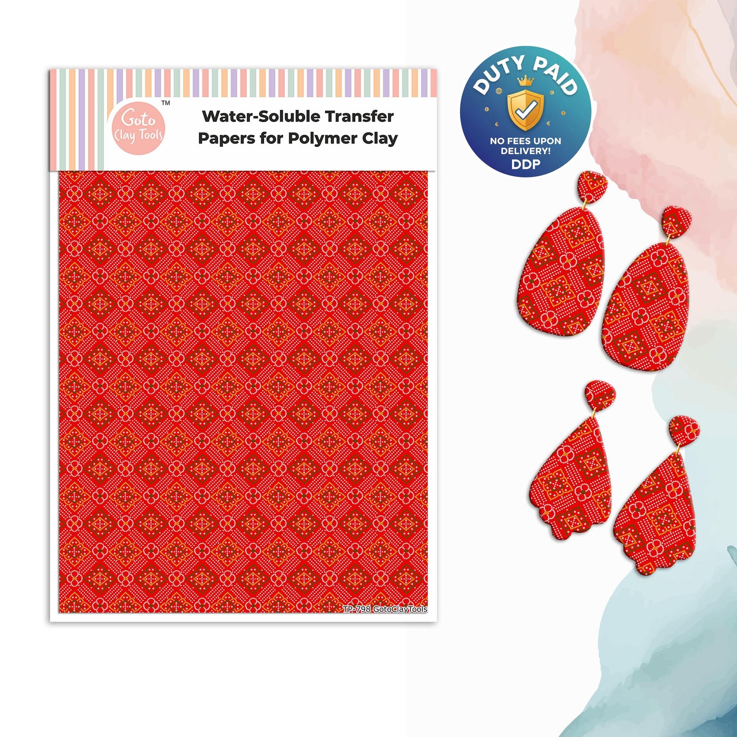 Indian Bandhani Pattern Transfer Paper for Polymer Clay #798